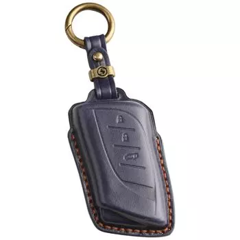 Lexus Key Genuine Premium Smart Key Case [smasol] Cover, LBX, NX, RX, UX, Leather, Design, (3D Luxury/New Key, Navy)
