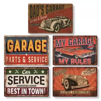 Lezalic Tin Sign Number Plate Garage American Retro Interior Goods Wall Decoration Antique Vintage Style Car (Retro 2)