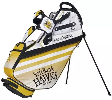Lezax Caddy Bag Fukuoka Softbank Hawks Type Stand Bag White x Yellow 9.5 SBCB-1446
