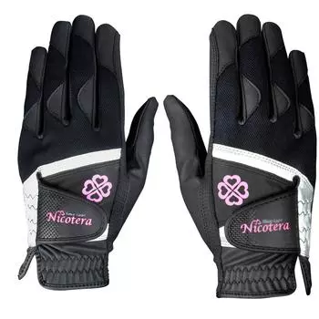 LEZAX Golf Glove Nicotera Synthetic Leather Gloves Black M Black M Women s Two-handed (19-20cm) NTGL-3407 BK-M чёрный