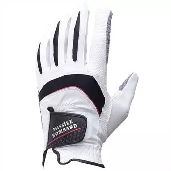 LEZAX Golf Gloves Missile Bombard Unofficial Silicone Resin Processed Grip Strength Enhanced Synthetic Leather Gloves for Left Hand White L (25-26cm)