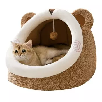 Лежак для домашних животных в форме купола, теплый, мягкий, пушистый, для собак и кошек, можно стирать (M)