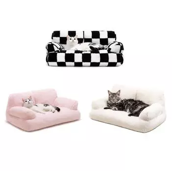Лежак для кошки, лежак для маленькой собаки, съемный и моющийся коврик для кошки, теплый диван, коврик для кошки, товары для животных 66*48*33cm розовый