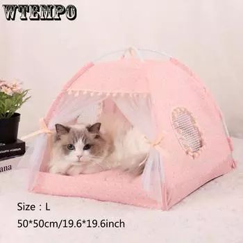 Лежак для кошки с розовым цветочным узором 1 шт. S
