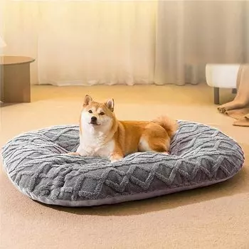 Лежак для собак Sunframe Fluffy, моющийся, зимний, съемный, мягкий, с подушкой, для кошек и собак, подходит для средних и крупных собак, быстросохнущий, размер xL 72x93 см серый