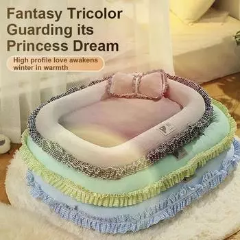 Лежак для собак, теплая подушка для маленьких, средних и больших размеров, для кошачьего гнезда, теплый матрас для глубокого сна, домик для питомца, коврик для будки, одеяло, товары M 50x40cm синий