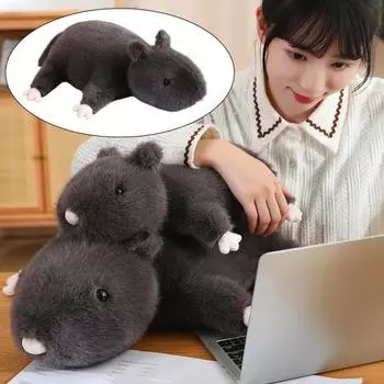Лежащая черная мышь, плюшевая игрушка, имитация крысы, плюшевая подушка, чучело, кукла, украшение для спальни, домашнего офиса, дети S