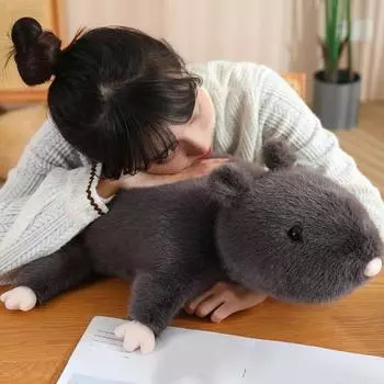 Лежащая черная мышь, плюшевая игрушка, имитация крысы, плюшевая кукла, подушка для дома, офиса, спальни, украшение для детей, девочек, взрослых, подарок на Рождество, день рождения S