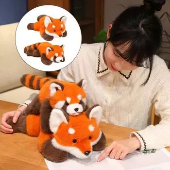 Лежащая лиса, плюшевая игрушка, енот, плюшевая игрушка, кукла, подушка для дома, офиса, спальни, украшение для детей, взрослых, подарок на Рождество, день рождения S Raccoon