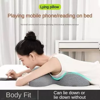 Лежать на кровати спать подушка лежать на кровати подушка работать лежать на кровати подушка играть мобильный телефон читать подушка As description