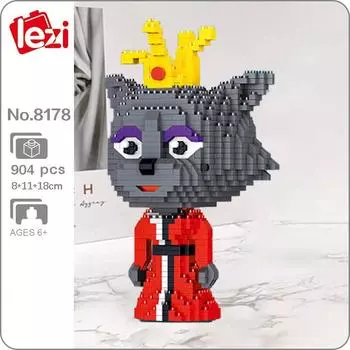 Lezi 8178 Queen Stupid Wolf Smart Sheep Cartoon Animal Monster Pet Мини Алмазные блоки Кирпичи Строительная игрушка для детей без коробки