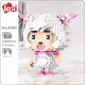 Lezi 8181 довольно умные овцы, глупые волки, мультяшные животные, монстры, домашние животные, мини алмазные блоки, кирпичи, строительные игрушки для детей, без коробки