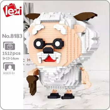 Lezi 8183 Old Smart Sheep Stupid Wolf Cartoon Animal Monster Pet DIY Мини Алмазные блоки Кирпичи Строительная игрушка для детей без коробки