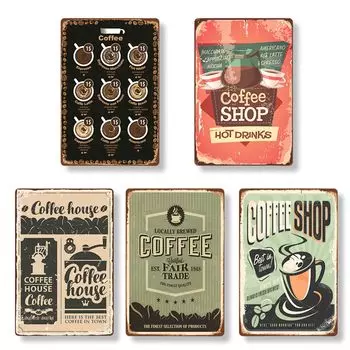 Лезлик Металлическая Табличка Кафе Еда Американская Тарелка Ретро Товары Винтажный Стиль Украшение Стен Интерьера Антикварный магазин (кофе 2)