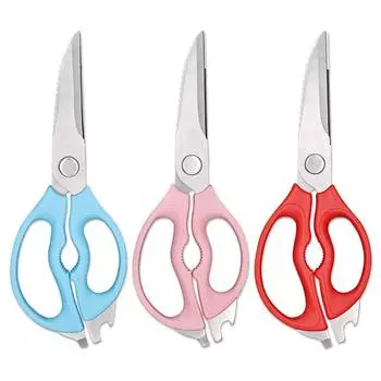 Лезвие из нержавеющей стали 2Cr13, полипропиленовая ручка, бытовые многофункциональные кухонные ножницы, аксессуары с открывалкой для Щелкунчика розовый