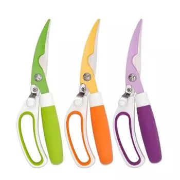 Лезвие из нержавеющей стали, бытовой модный дизайн, ножницы для барбекю, ножницы для овощей, PP + TPR, ручка, куриная кость, кухонные ножницы зелёный