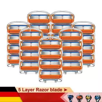 Лезвия для безопасного бритья, 5 слоев, сменные головки, подходят для прямых бритвенных лезвий Cillettee Fusione 5 Proglid Proshield, сменные стержни 4pcs Blades