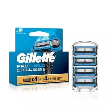 Лезвия для бритвы Gillette 2024 ProShield Chill, упаковка из 4 штук, 1 упаковка, корейское лезвие для бритвы