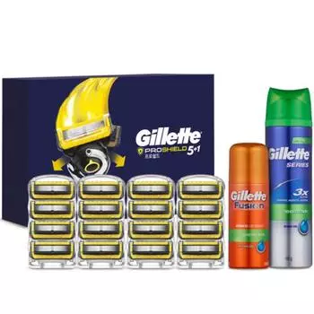 Лезвия для бритвы Gillette ProShield Yellow 16 упаковок + 1 гель Series 195 г + 1 гель Fusion Hydra 70 г, корейское лезвие для бритвы