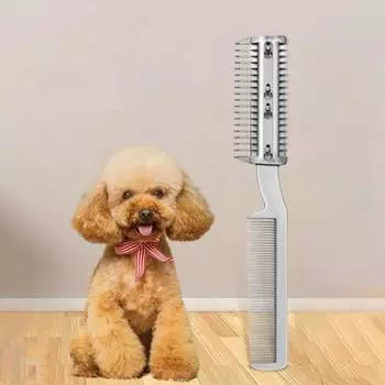 Лезвия для стрижки домашних животных Пластиковая расческа для собак Триммер для кошек Расческа для стрижки кошек Расческа для удаления шерсти серебряный
