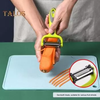 Лезвия из нержавеющей стали 3 в 1 Овощечистка для фруктов с функцией жульена Нескользящая ручка Фрукты Овощи Картофель Морковь Огурцы Овощечистка Кухонный гаджет зелёный