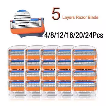 Лезвия подходят для 5-слойных лезвий, опасная бритва для мужского ухода за лицом, ручное бритье 4Pcs/set