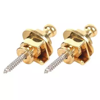 LF# 2pcs Bass Electric Guitar Strap Lock Button Anti-slip Belt Nails (Gold)
