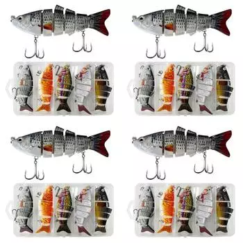 LF# 5 шт. многосоставные жесткие приманки 10 см 6 сегментов приманки для пресной и соленой воды