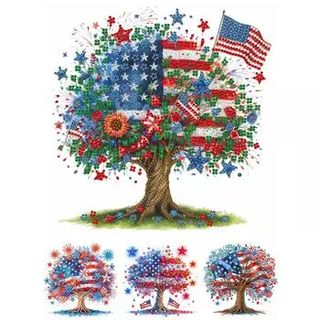 LF# 5D DIY Частичная специальная форма сверла Алмазная картина День независимости Дерево Ки PH195