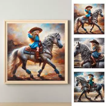 LF# 5D DIY Full Round Drill Diamond Painting Cowgirl Kit Home Decor Art Craft ZSH744