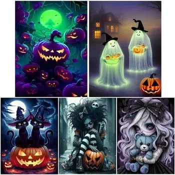 LF# 5D DIY Full Round Drill Diamond Painting Kit Halloween Home Decor Art Craft sz5529