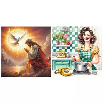 LF# 5D DIY Полная круглая дрель Алмазная картина Женщина Иисус Декор Искусство Ремесло E3812