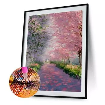 LF# 5D DIY Полная круглая дрель Алмазная картина Лесная тропа Декор Искусство Ремесло 30x4
