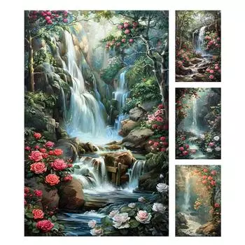 LF# 5D DIY Полная квадратная дрель Алмазная картина Гора Текущая Вода Декор ZQA4753