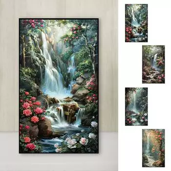 LF# 5D DIY Полная квадратная дрель Алмазная картина Гора Текущая Вода Декор ZQA4753