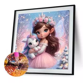 LF# 5D DIY Полный Круглый Дрель Алмазная Картина Девочка Набор Домашний Декор Искусство Ремесло 30x30