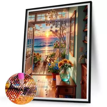 LF# 5D DIY Полный квадратный сверло Алмазная картина Пейзаж Внешний домашний декор Искусство ZQA4721