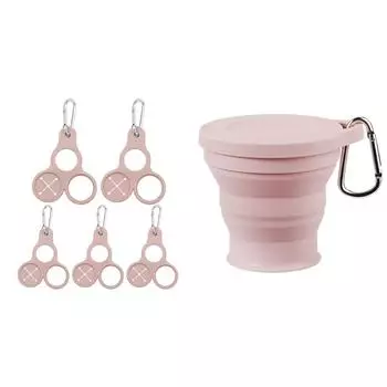 LF# 5Pcs Silicone Water Bottle Buckle 3 Holes for Outdoor Activities (Pink)