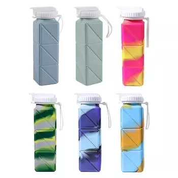 LF # 620 мл Складная бутылка для воды Силиконовая бутылка для воды с соломинкой для тренажерного зала Trav красный