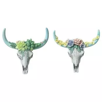 LF # Longhorn корова череп голова скульптура декор из смолы для гостиной отеля (Суккуле