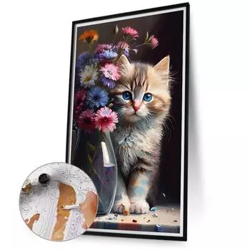 LF# Набор для рисования по номерам на холсте DIY Картина маслом кошка Декор для дома 40x70c
