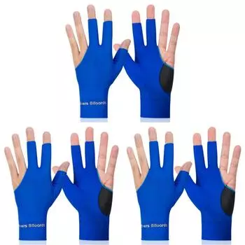 LF# Перчатки для бильярда Перчатки для снукера с тремя пальцами Воздухопроницаемые принадлежности для бильярда (Синий Л