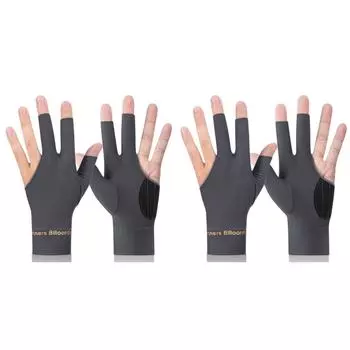 LF# Перчатки для бильярда Перчатки для снукера с тремя пальцами Воздухопроницаемые принадлежности для бильярда (Грей Ле