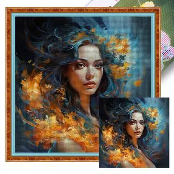 LF# Полная вышивка Эко-хлопковая нить 11CT Напечатанная Девочка Набор для вышивки крестом Искусство 3