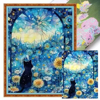 LF# Полная вышивка Эко-хлопковая нить 11CT Напечатанный Кот Набор для вышивки крестом Искусство 1