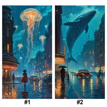 LF# Полная вышивка Эко-хлопковая нить 11CT Печатный вид на улицу Вышивка крестом 1