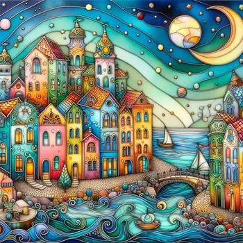 LF# Полная вышивка Эко-хлопковая нить 14CT Печатный набор для вышивки крестом Искусство 1