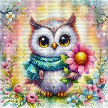 LF# Полная вышивка Эко-хлопковая нить 18CT Напечатанная Сова Набор для вышивки крестом Искусство 1