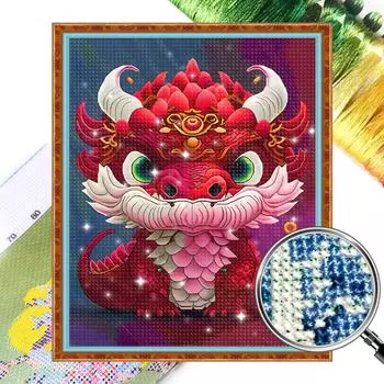 LF# Полная вышивка шелковыми нитками 11CT Печатный дракон крестиком Набор для домашнего искусства DX1497