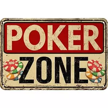 LF# Винтажная металлическая пластина Poker Zone прямоугольная железная картина настенное искусство Декор 30x20